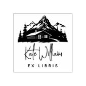 Rustikale Berge & Kiefern Ex libris Gummistempel (Prägung)
