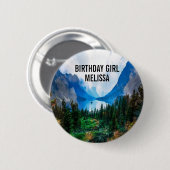 Rustikale Berge Landschaftliche Natur Geburtstag Button (Vorne & Hinten)