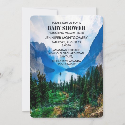 Rustikale Berge Landschaftliche Natur Kinderdusche Einladung (Vorderseite)