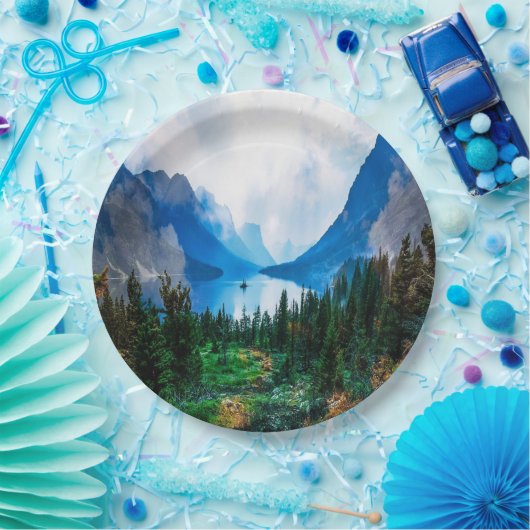 Rustikale Berge Landschaftliche Natur Pappteller (Party)