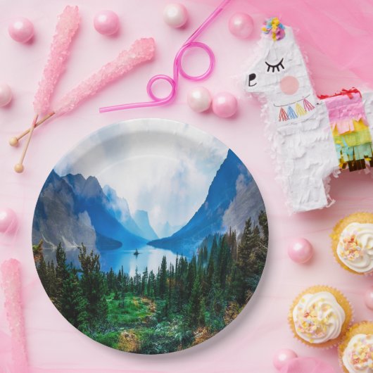 Rustikale Berge Landschaftliche Natur Pappteller (Party)