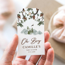 Rustikale Berge Oh Boy Baby Dusche Liebesmarken Geschenkanhänger