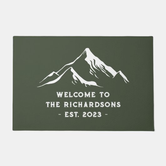 Rustikale Berge Personalisiert Familienname See Fußmatte (Vorderseite)