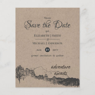 Rustikale Berge Save the Date Erlebnis erwartet Flyer