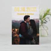 Rustikale Berge Save the Date Folieneinladung (Stehend vorne)