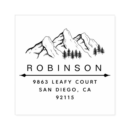 Rustikale Berge und Individuelle Name Rücksendeadr Gummistempel (Prägung)