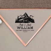 Rustikale Berge und Pinien Hochzeiten Rücksendeadr Gummistempel