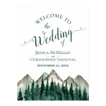 Rustikale Berge und Pinienbäume Hochzeitssymbol