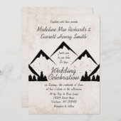 Rustikale Berge und Pinienbäume laden zur Hochzeit Einladung (Vorne/Hinten)