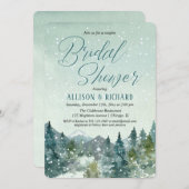 Rustikale Berge und Schneepaare Brautparty Einladung (Vorne/Hinten)