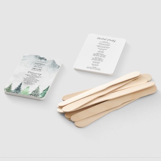 Rustikale Berge und Wald-Hochzeitsprogramm Fan Fächer (Non-assembled)