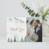 Rustikale Berge und Wälder Wasserfarbe Dankeskarte (Stehend Vorderseite)