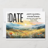 Rustikale Berge und Wildblume Save The Date (Vorderseite)