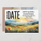 Rustikale Berge und Wildblume Save The Date (Vorne/Hinten)