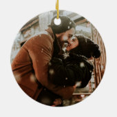 Rustikale Berge unsere ersten Weihnachten verheira Keramik Ornament (Hinten)