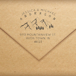 Rustikale Berge Verheiratete Paare Rücksendeadress Gummistempel