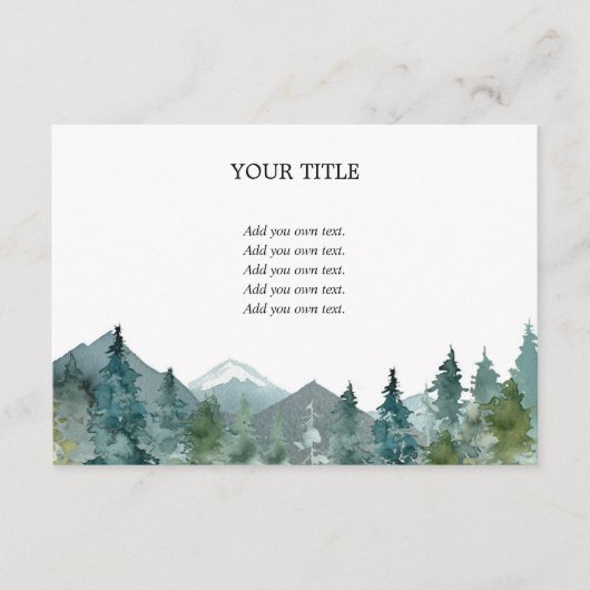 Rustikale Berge Wald Aquarell Blanche einfügen Begleitkarte (Vorderseite)