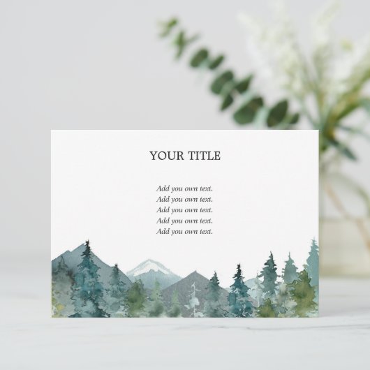 Rustikale Berge Wald Aquarell Blanche einfügen Begleitkarte (Stehend Vorderseite)
