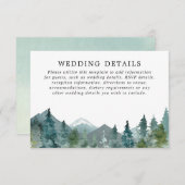 Rustikale Berge Wald Aquarell Hochzeitsdetails Begleitkarte (Vorne/Hinten)