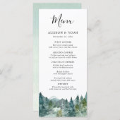 Rustikale Berge Wald Aquarell Hochzeitsmenü Programm (Vorne/Hinten)