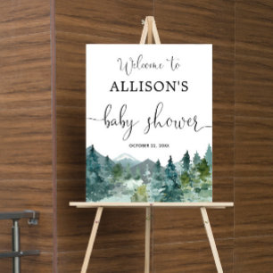 Rustikale Berge Wald Babydusche Begrüßungszeichen Poster