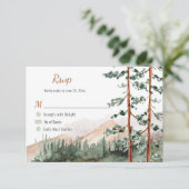 Rustikale Berge Wälder Pine Spruce Bäume Hochzeit RSVP Karte (Stehend Vorderseite)