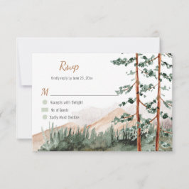 Rustikale Berge Wälder Pine Spruce Bäume Hochzeit RSVP Karte