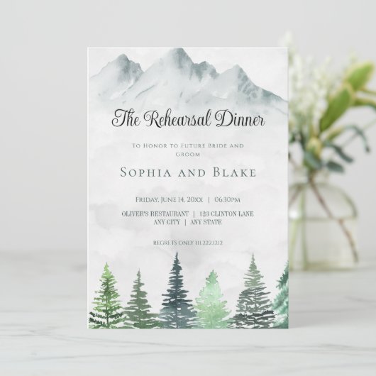 Rustikale Berge & Wälder Wasserfarben Probe Einladung (Stehend Vorderseite)