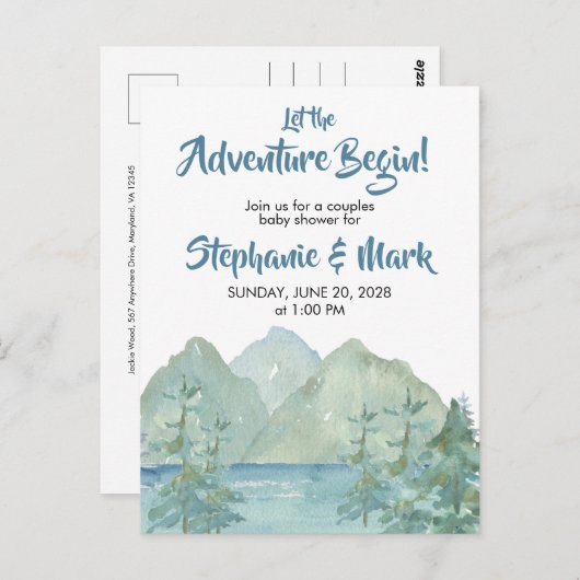 Rustikale Berge Wasserfarbenerlebnis Kinderdusche Postkarte (Vorne/Hinten)