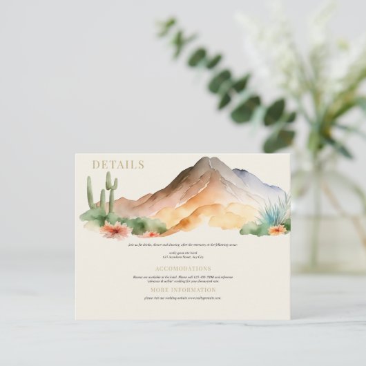 Rustikale Berge | Wüstenhochzeit Begleitkarte (Stehend Vorderseite)