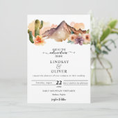 Rustikale Berge | Wüstenhochzeit Einladung (Stehend Vorderseite)