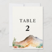 Rustikale Berge | Wüstenhochzeit-Tischnummer Einladung (Vorderseite)
