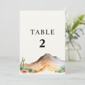 Rustikale Berge | Wüstenhochzeit-Tischnummer Einladung (Stehend Vorderseite)