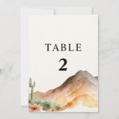 Rustikale Berge | Wüstenhochzeit-Tischnummer Einladung (Rückseite)
