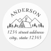 Rustikale Berghütte Familienname Rücksendeadresse Runder Aufkleber (Vorderseite)