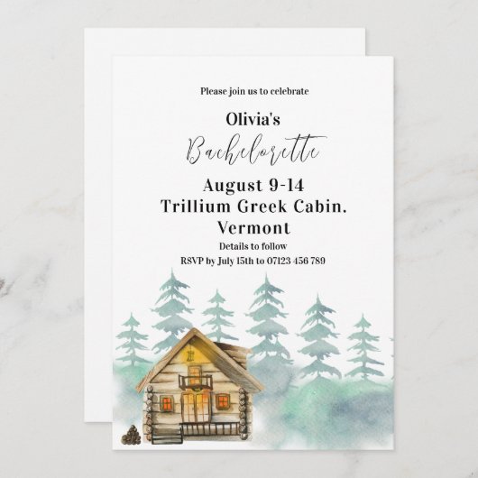 Rustikale Bergkabine Brautdusche Einladung (Vorne/Hinten)