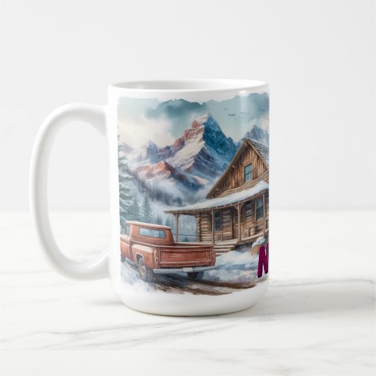 Rustikale Bergkabine Illustration Kaffeetasse (Links)