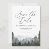 Rustikale Bergkiefern-Hochzeit Save The Date (Vorderseite)