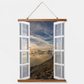 Rustikale Berglandschaft Aussicht Wandteppich Mit Holzrahmen (Vorderseite)
