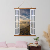 Rustikale Berglandschaft Aussicht Wandteppich Mit Holzrahmen (Schlafzimmer)