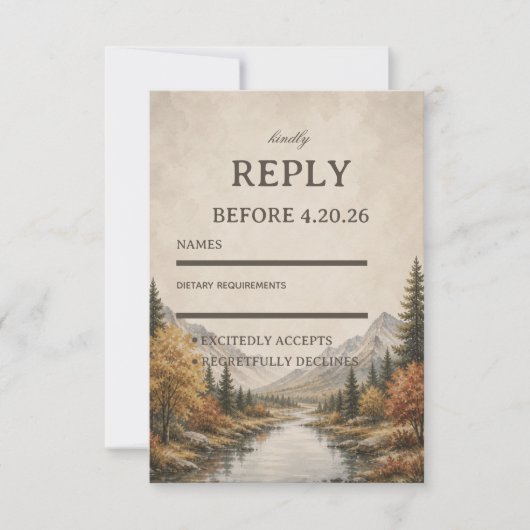 Rustikale Berglandschaft RSVP Karte (Vorderseite)