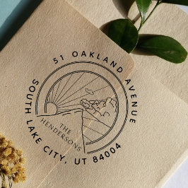 Rustikale Berglandschaft Rücksendeadresse Gummistempel