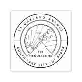 Rustikale Berglandschaft Runde Rücksendeadresse Permastempel (Design)