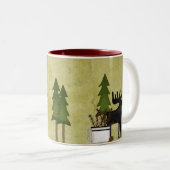 Rustikale Berglandschaft Silhouette Elche Zweifarbige Tasse (VorderseiteRechts)