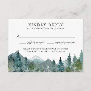 Rustikale Berglandwälder Hochzeit RSVP Begleitkarte