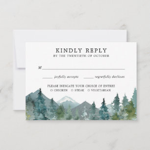 Rustikale Berglandwälder Hochzeit RSVP Karte