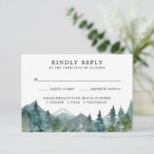 Rustikale Berglandwälder Hochzeit RSVP Karte (Stehend Vorderseite)