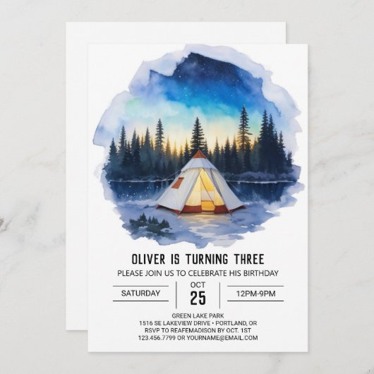 Rustikale Bergrettung zum Geburtstag Einladung (Vorne/Hinten)