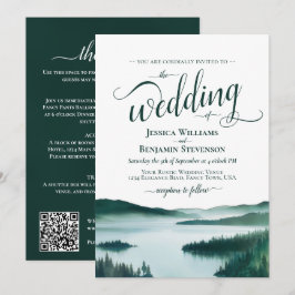 Rustikale Bergsee-Hochzeit stilvoller QR-Code Einladung