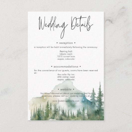 Rustikale Bergsee-Landschaft Wasserfarbendetails Begleitkarte (Vorderseite)